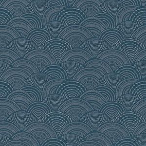 Rasch Behang 581409 - Blauw vliesbehang met grafisch motief met stippen, lijnen en bogen - 10,05 m x 0,53 m