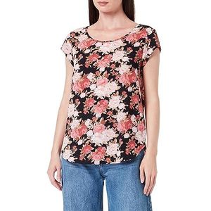 Only Onlnova Lux S/S Top AOP Ptm Dameshemd, Zwart/AOP: ay Peony Blossom, 42, Zwart/Aop: ay pioenroos Blossom, 36 NL