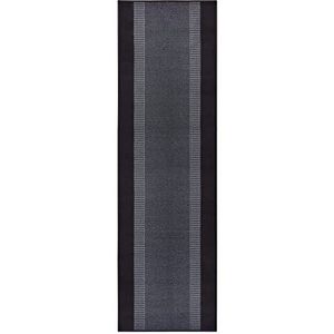 Hanse Home Tapijtloper band 80 x 300 cm - tapijtloper zacht laagpolig tapijt, modern design, loper voor hal, slaapkamer, kinderkamer, badkamer, woonkamer, keuken, decoratiefant, zwart