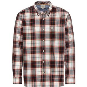 camel active Herenhemd met lange mouwen in ruitpatroon van puur katoen, steenrood, XL
