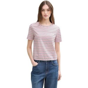 TOM TAILOR Denim T-shirt voor dames, 38182 - Rood Blauw Wit Streep, L