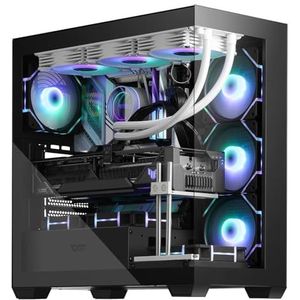 darkFlash ATX Mid-Tower PC-hoes, vooraf geïnstalleerde computerbehuizing met 4 PWM ARGB-fans, volledig zicht, dubbel gehard glas gaming-pc-hoes, Type C-poort, ondersteunt tot 360 mm