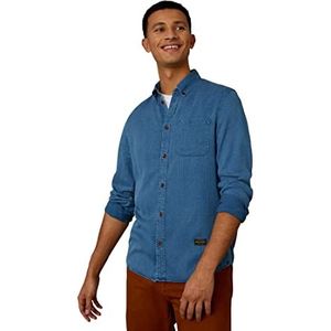 Kings of Indigo Enda Pocket vrijetijdshemd voor heren, indigo structuur tencel, L