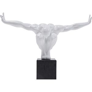 Kare Design decoratief object, atlet, wit, decoratief figuur, marmeren sokkel, handgemaakt, 29 x 43 x 15 cm (h x b x d)