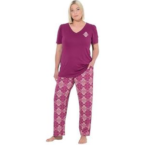 Ulla Popken Pyjama  fuchsia / wit