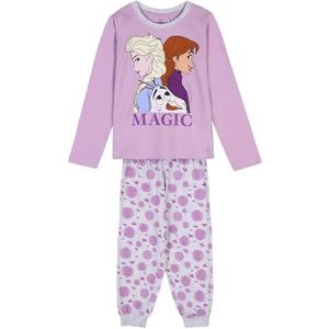 CERDÁ LIFE'S LITTLE MOMENTS Pyjama voor meisjes, winter, prinses Elsa en Anna, van 100% katoen, met T-shirt, lange mouwen, roze, 6 jaar voor meisjes, Violeta, 6 Jaren