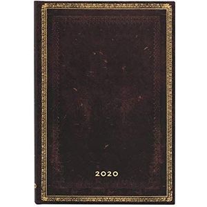 Paperblanks 12-maandkalender 2020 | zwart Marokkoleder | Verso | Mini (140 x 100 mm)