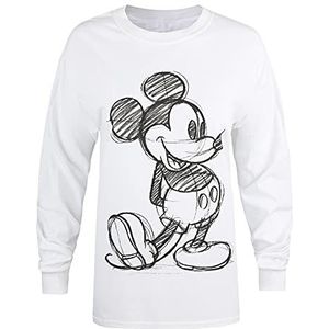 Disney Mickey Sketch T-shirt voor dames, Wit, 34