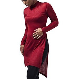 Urban Classics Dames Fine Knit Turtleneck lang T-shirt, rood (bordeaux 606), XS