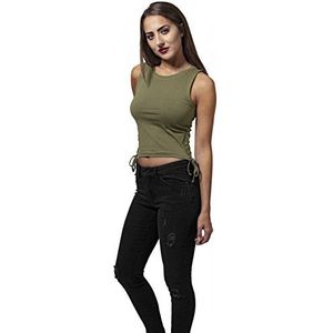 Urban Classics Dames Ladies Lace Up Cropped Top, groen (olijf 176), M