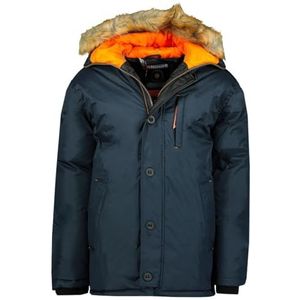 Geographical Norway Darwin Men Parka Lang, warm, voor heren, herfst, winter, waterdicht, waterafstotend, bontjas, outdoor, winddichte jas, heren (marineblauw, XL), Marineblauw, XL