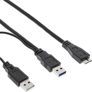 InLine USB 3.0 Y-kabel (2x A naar Micro B, 2 m) zwart