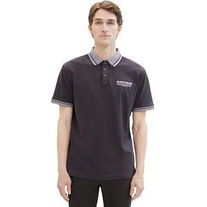 TOM TAILOR Basic Piqué poloshirt voor heren met logo-print, 10899 - Tarmac Grey, L
