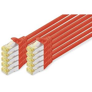 DIGITUS LAN kabel Cat 6A - 2m - 10 stuks - RJ45 netwerkkabel - S/FTP afgeschermd - Compatibel met Cat-6 & Cat-7 - Rood