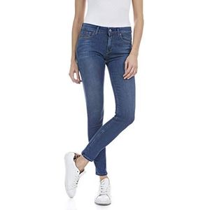 Replay Damesjeans New Luz Skinny-Fit met Power Stretch, 0093 Medium Blauw, 23W / 32L