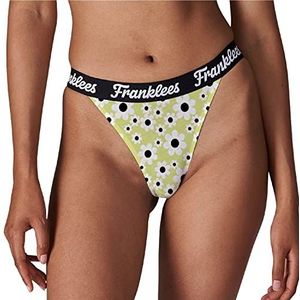 Franklees Tanga retro madeliefjes bikini stijl ondergoed voor dames, Retro madeliefjes, S