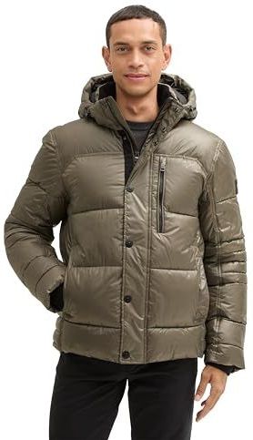 Tom Tailor - Gewatteerd Jack - Groen - Polyester - Regular Fit - Afneembare Capuchon