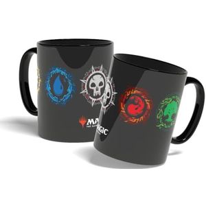 Konix Magic The Gathering Mok, keramiek, 320 ml, motief 5 kleuren, zwart
