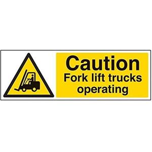 VSafety Voorzichtigheid Voorvork Lift Vrachtwagens Operationele Waarschuwingsbord - 450mm x 150mm - 2mm Rigid Plastic