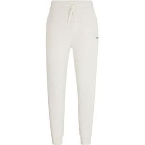 HUGO Dayote232 Joggingbroek voor heren, van katoen-terry met logo-print, Open White121, XS