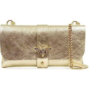 FIRENZE ARTEGIANI. Amaseno schoudertas dames echt leer lakleer 23 x 5,5 x 12 cm Kleur: goud, azul claro, Utility