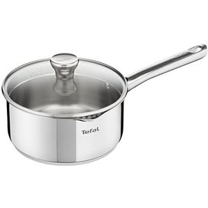 Tefal A70522 Duetto Steelpan met Glazen Deksel, Roestvrij Staal, Ø 16 cm, 21 x 11 x 36 cm