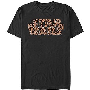 Star Wars Unisex Logo Cheetah Fill Organic T-shirt met korte mouwen, zwart, XXL