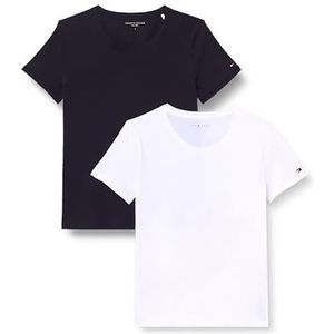 Tommy Hilfiger Dames S/S T-shirt, paars (wit/zwart), XS