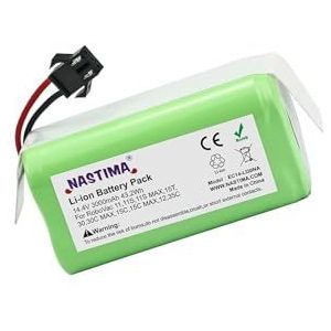 NASTIMA 14,4V 3000mAh Lithium-ion Vervangende Batterij Compatibel met Conga Excellence 990, 950, 1090, Ecovacs Deebot N79, N79S, DN622, Eufy RoboVac 11, 11S, 30, 35C en IKOHS Netbot S14, S15