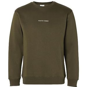 SELECTED HOMME Sweatshirt voor heren, geborduurd, dark olive, L