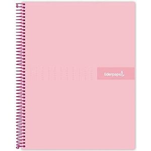Liderpapel Notitieboek A5 Micro Crafty omslag 120h 90 g geruit 5 mm 5 strepen 6 gaten kleur roze