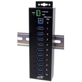 Exsys - Beheerde Deelbare USB 3.2 Gen 1 Hub - Zwart - 10-poorts Docking Station