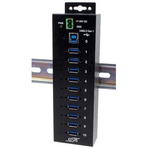 Exsys - Beheerde Deelbare USB 3.2 Gen 1 Hub - Zwart - 10-poorts Docking Station