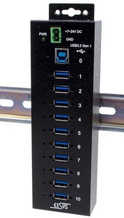 Exsys - Beheerde Deelbare USB 3.2 Gen 1 Hub - Zwart - 10-poorts Docking Station