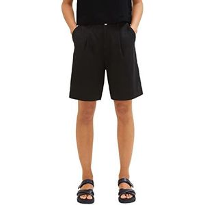 TOM TAILOR Denim Linnen bermuda shorts voor dames, 14482 - Deep Black, XS