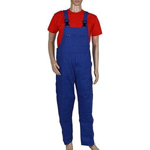 BP Workwear Basic 1482-060-13 tuinbroek - stoffen bretels met rubberen inzetstuk - zakken voor kniebeschermers - puur katoen - normale pasvorm - maat: 56 - kleur: koningsblauw
