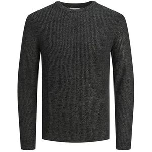 JACK & JONES Jjelewis Knit Crew Neck Sn gebreide trui voor heren, Asfalt/Detail: twisted W. Zwart, XS