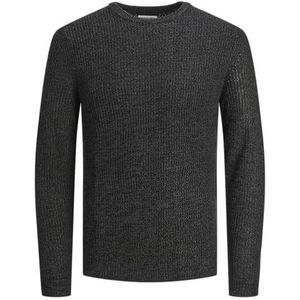 JACK & JONES Jjelewis Knit Crew Neck Sn gebreide trui voor heren, Asfalt/Detail: twisted W. Zwart, XS