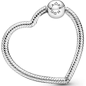 Pandora Hartvormige bedelhouder in sterling zilver Moments Collection, Eén maat, Sterling zilver, Geen edelsteen