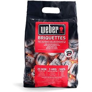Weber Barbecue-briketten (zak van 2 kg), voor lange en constante gloed, ideaal voor langer grillen van het barbecuegerechten, 100% natuurlijk hout, EU-product, duurzaam gewonnen, FSC-gecertificeerd