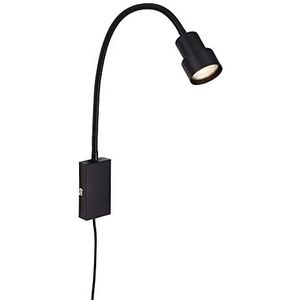 BRILONER Leuchten - bedlamp, wandlamp, leeslamp incl. flexibele arm, aan/uit-schakelaar via touch-functie, 1x LED/GU10, 5 watt, 400 lumen, 3.000 Kelvin, metaal, zwart