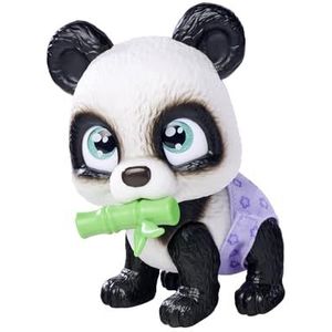Pamper Petz Panda, schattige dierenbaby met drink- en natfunctie, luier met kleurveranderende functie, magische poot, drie verrassingen, 15 cm, vanaf 3 jaar