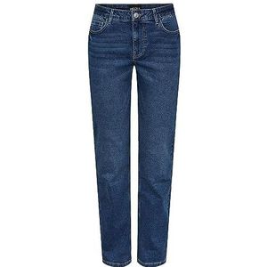 PIECES Dames Pckesia Mw Straight Mb Noos Jeans, blauw (medium blue denim), 28W x 30L