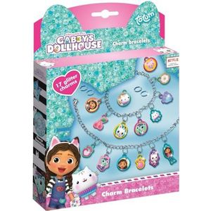 TM ESSENTIALS Gabby's Puffy hanger, armband, kindersieraden, glitterstickers, armband om te knutselen, voor meisjes en jongens, kleuren: paars, roze, turquoise, geel.