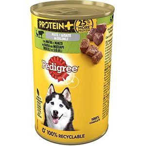 Pedigree Proteïne + paté met eend en rundvlees, natvoer voor honden, 12 blikjes à 400 g