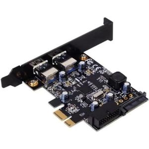SilverStone SST-EC04-E - USB 3.0 PCI-E Uitbreidingskaart Met 15-Pins SATA Stroomaansluiting, 1x Intern + 2x Externe Poorten (Type A)