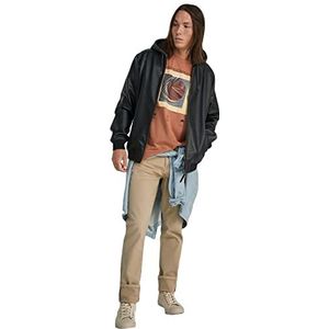 Springfield Bomber Bomber Herenjas, lederlook, zwart, regular, Blanco Y Gris, M