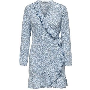 ONLY Geklede Onlcarly L/S korte wikkeljurk voor dames, Noos Wvn, kasjmierblauw, 40