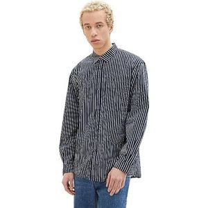 TOM TAILOR Denim Uomini Overhem 1034909, 31144 - Navy Off White Stripe, S