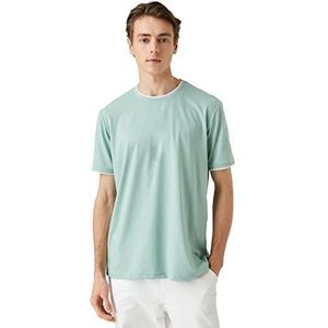 Koton Basic katoenen T-shirt voor heren, ronde hals, korte mouwen, groen (750), XL